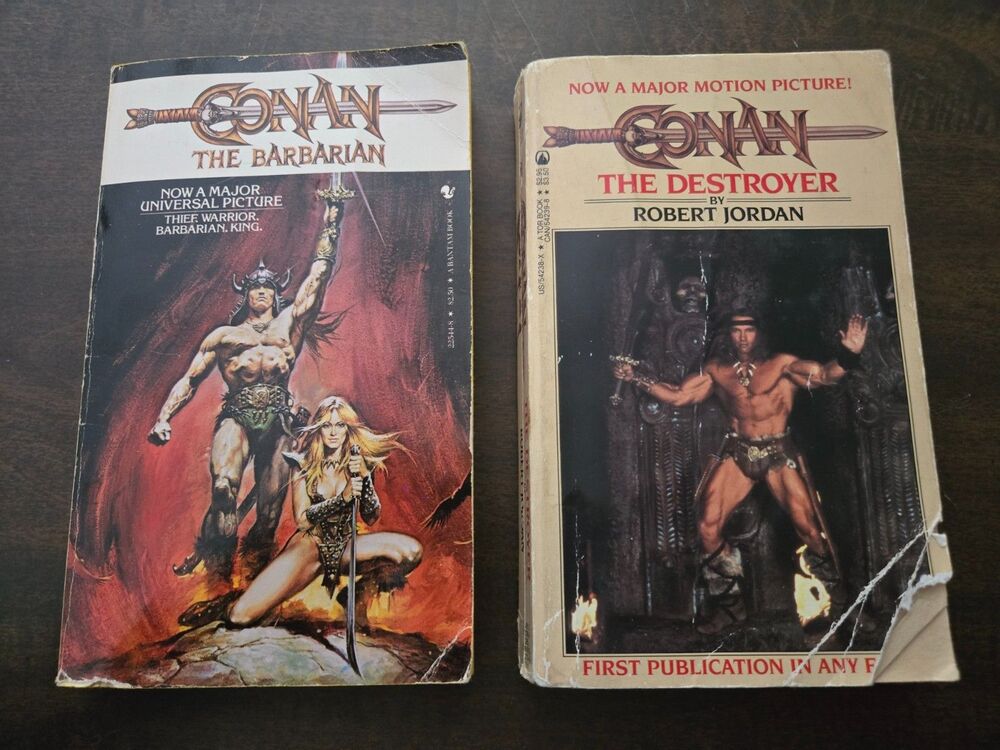 CONAN THE BARBARIAN 1982 & THE DESTROYER 1984 First Printing Paperback Novels